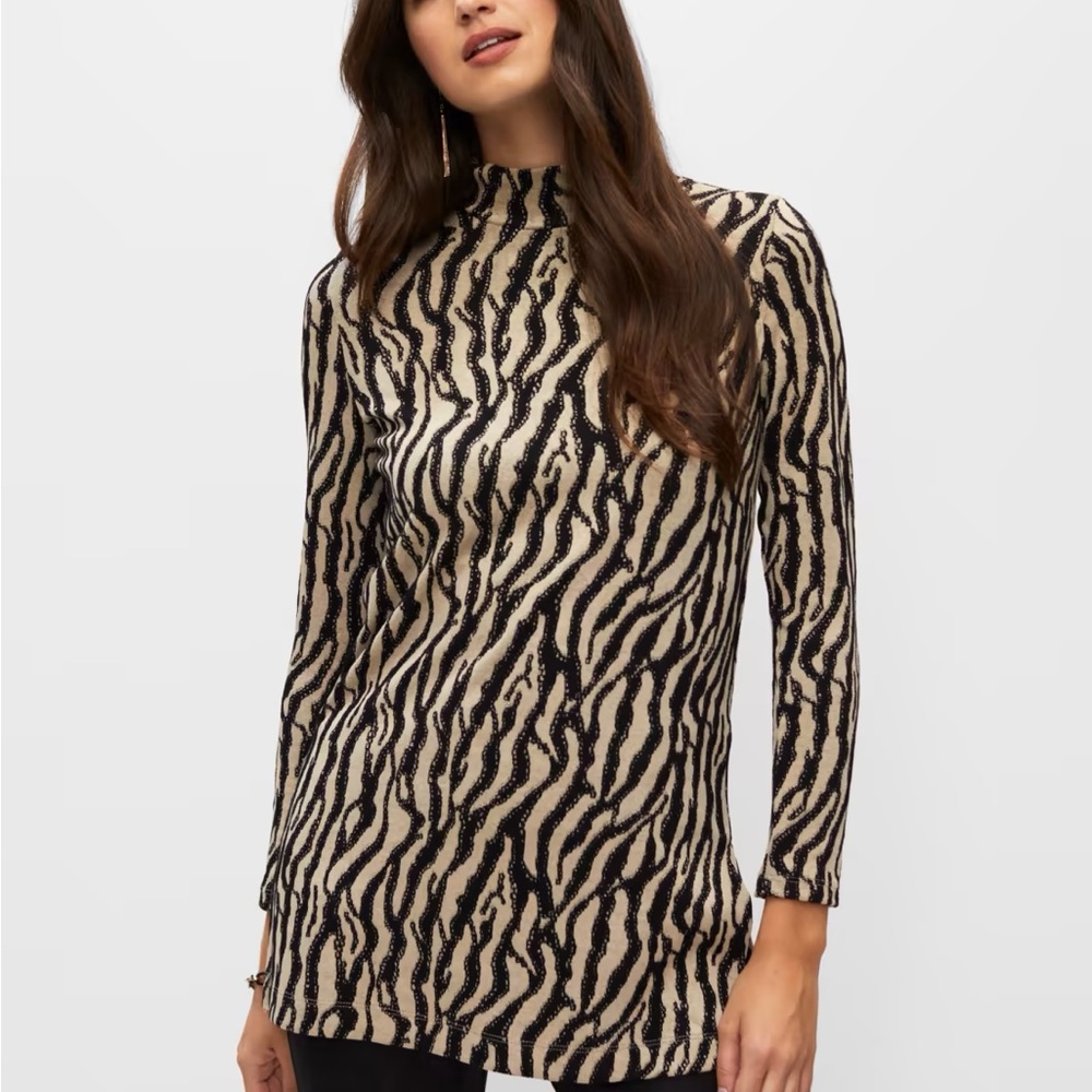 Elegant Animal Print Long Sleeve Tunic